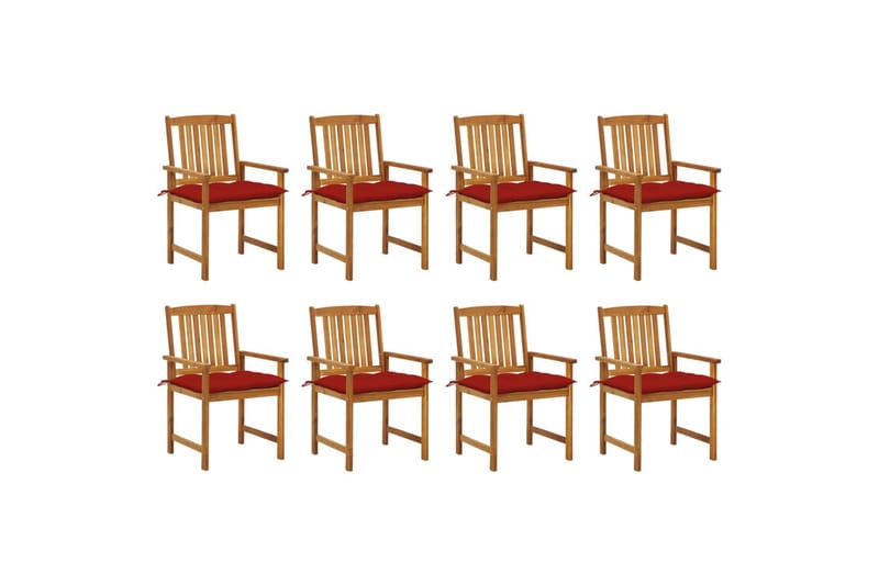havestole 8 stk. med hynder massivt akacietræ - Brun - Havemøbler - Balkon - Balkonmøbler - Altanstole