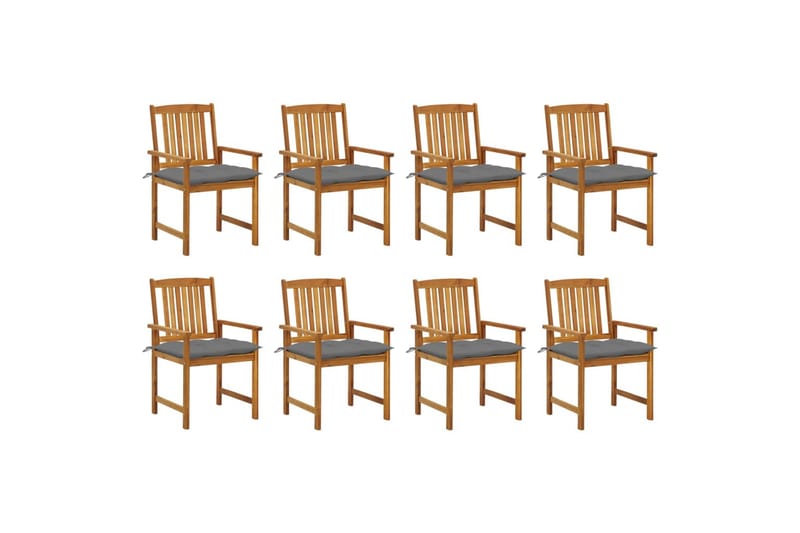 havestole 8 stk. med hynder massivt akacietræ - Brun - Havemøbler - Balkon - Balkonmøbler - Altanstole