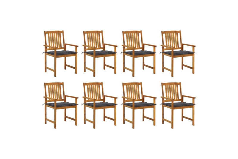havestole 8 stk. med hynder massivt akacietræ - Brun - Havemøbler - Balkon - Balkonmøbler - Altanstole