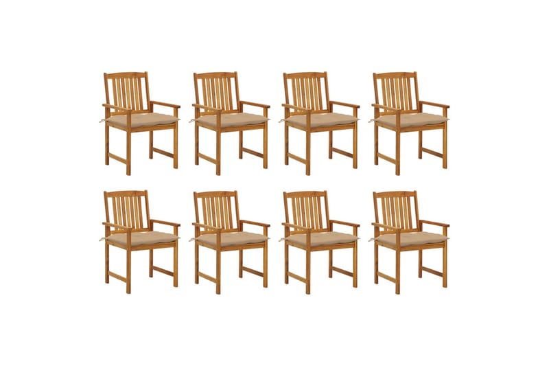havestole 8 stk. med hynder massivt akacietræ - Brun - Havemøbler - Balkon - Balkonmøbler - Altanstole