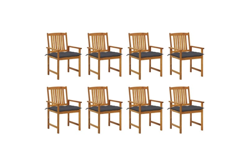 havestole 8 stk. med hynder massivt akacietræ - Brun - Havemøbler - Balkon - Balkonmøbler - Altanstole