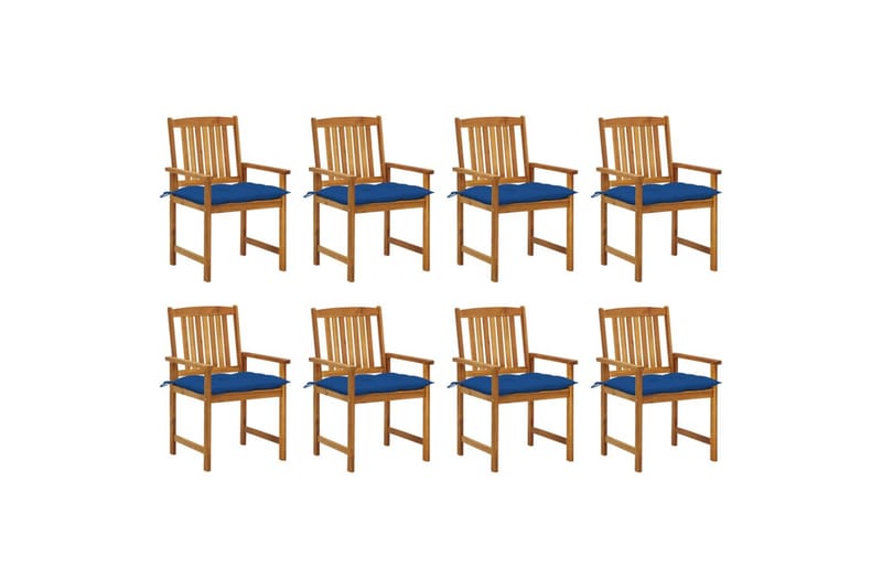 havestole 8 stk. med hynder massivt akacietræ - Brun - Havemøbler - Balkon - Balkonmøbler - Altanstole