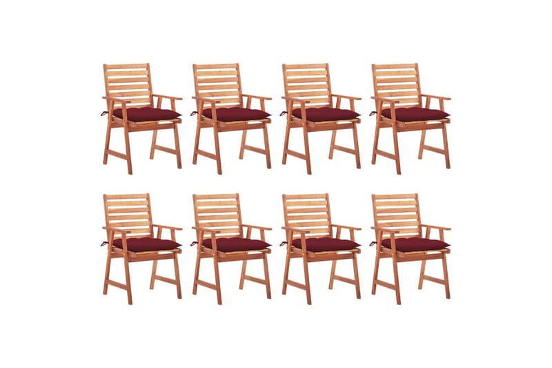havestole 8 stk. med hynder massivt akacietræ - Brun - Havemøbler - Balkon - Balkonmøbler - Altanstole