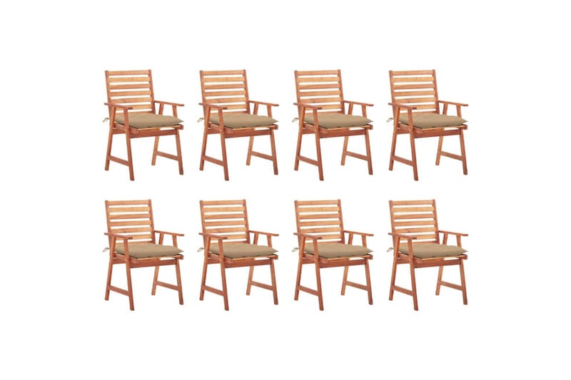 havestole 8 stk. med hynder massivt akacietræ - Brun - Havemøbler - Balkon - Balkonmøbler - Altanstole