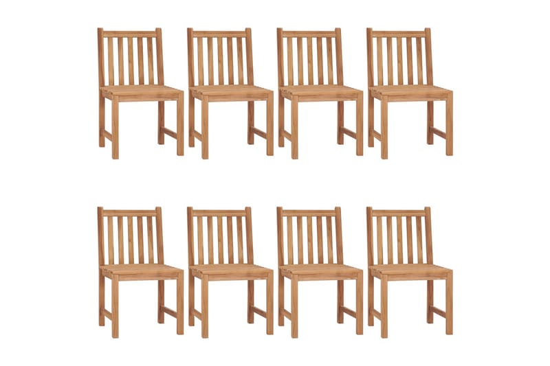havestole 8 stk. med hynder massivt teaktræ - Brun - Havemøbler - Balkon - Balkonmøbler - Altanstole
