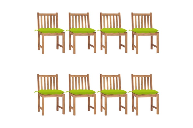 havestole 8 stk. med hynder massivt teaktræ - Brun - Havemøbler - Balkon - Balkonmøbler - Altanstole