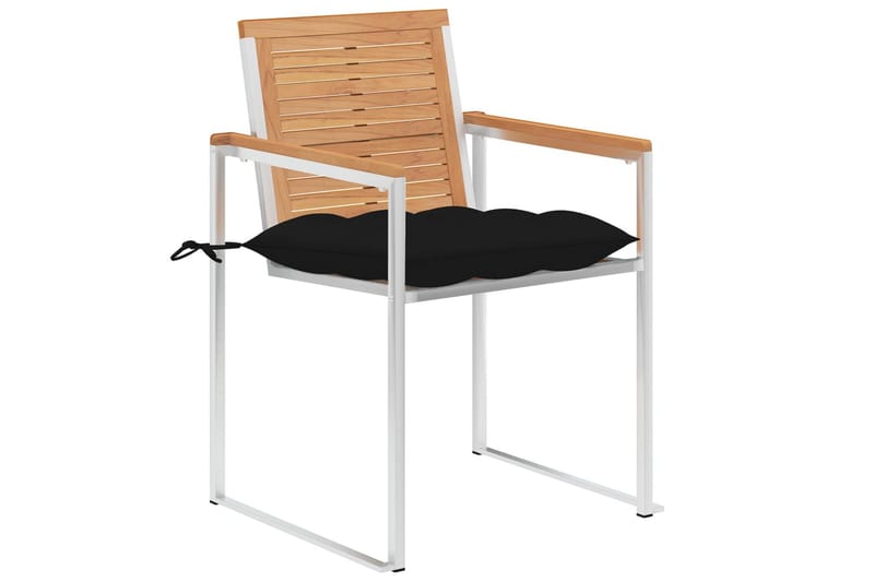 havestole 8 stk. med hynder massivt teaktræ - Brun - Havemøbler - Balkon - Balkonmøbler - Altanstole
