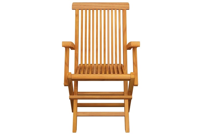 havestole m. rødternede hynder 8 stk. massivt teaktræ - Brun - Havemøbler - Balkon - Balkonmøbler - Altanstole