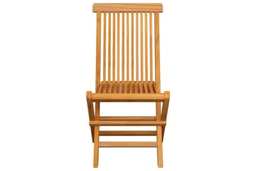 havestole m. rødternede hynder 8 stk. massivt teaktræ - Brun - Havemøbler - Balkon - Balkonmøbler - Altanstole