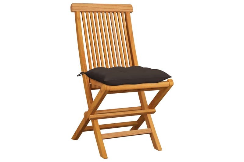 Havestole Med Gråbrune Hynder 6 Stk. massivt teaktræ - Gråbrun - Spisebordsstole udendørs - Altanstole