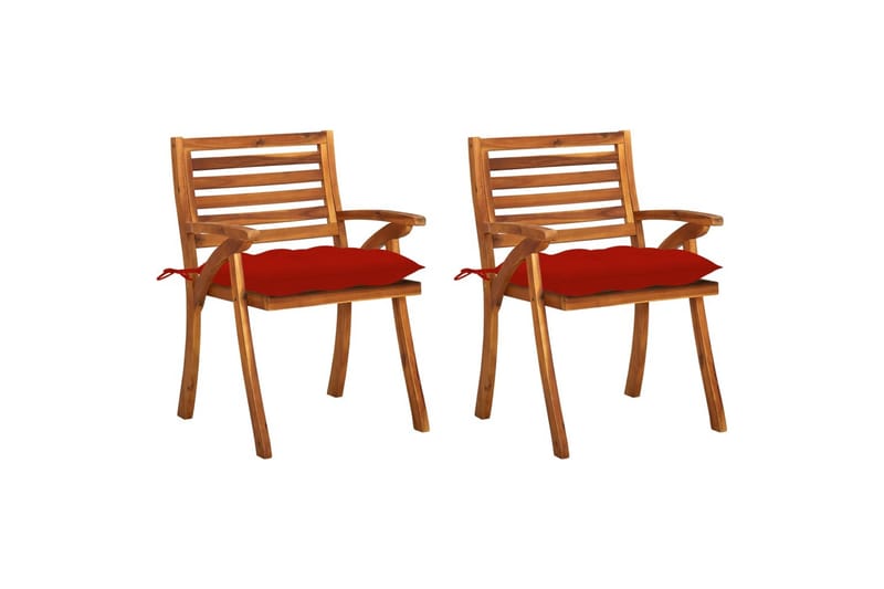 havestole med hynder 2 stk. massivt akacietræ - Brun - Havemøbler - Balkon - Balkonmøbler - Altanstole