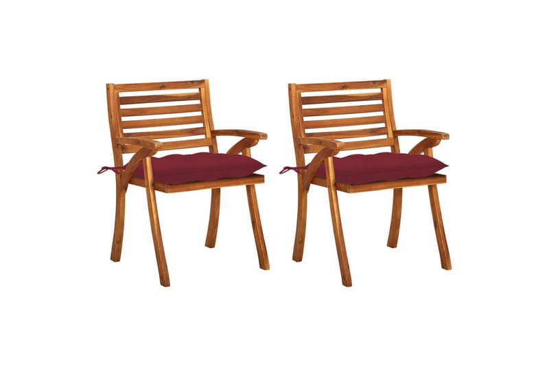 havestole med hynder 2 stk. massivt akacietræ - Brun - Havemøbler - Balkon - Balkonmøbler - Altanstole