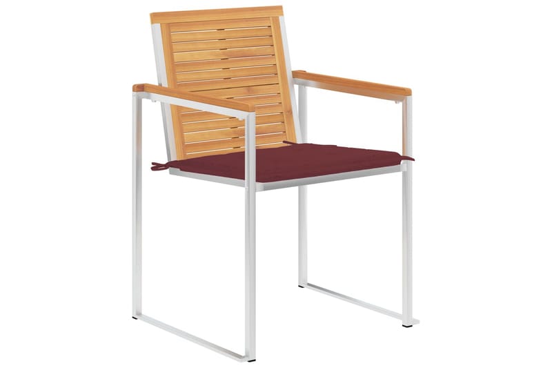 havestole med hynder 2 stk. massivt akacietræ og stål - Brun - Havemøbler - Balkon - Balkonmøbler - Altanstole