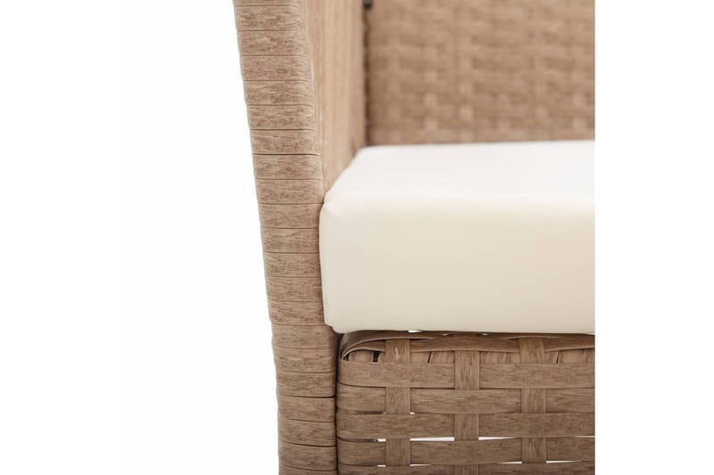 havestole med hynder 2 stk. polyrattan beige - Beige - Spisebordsstole udendørs - Altanstole