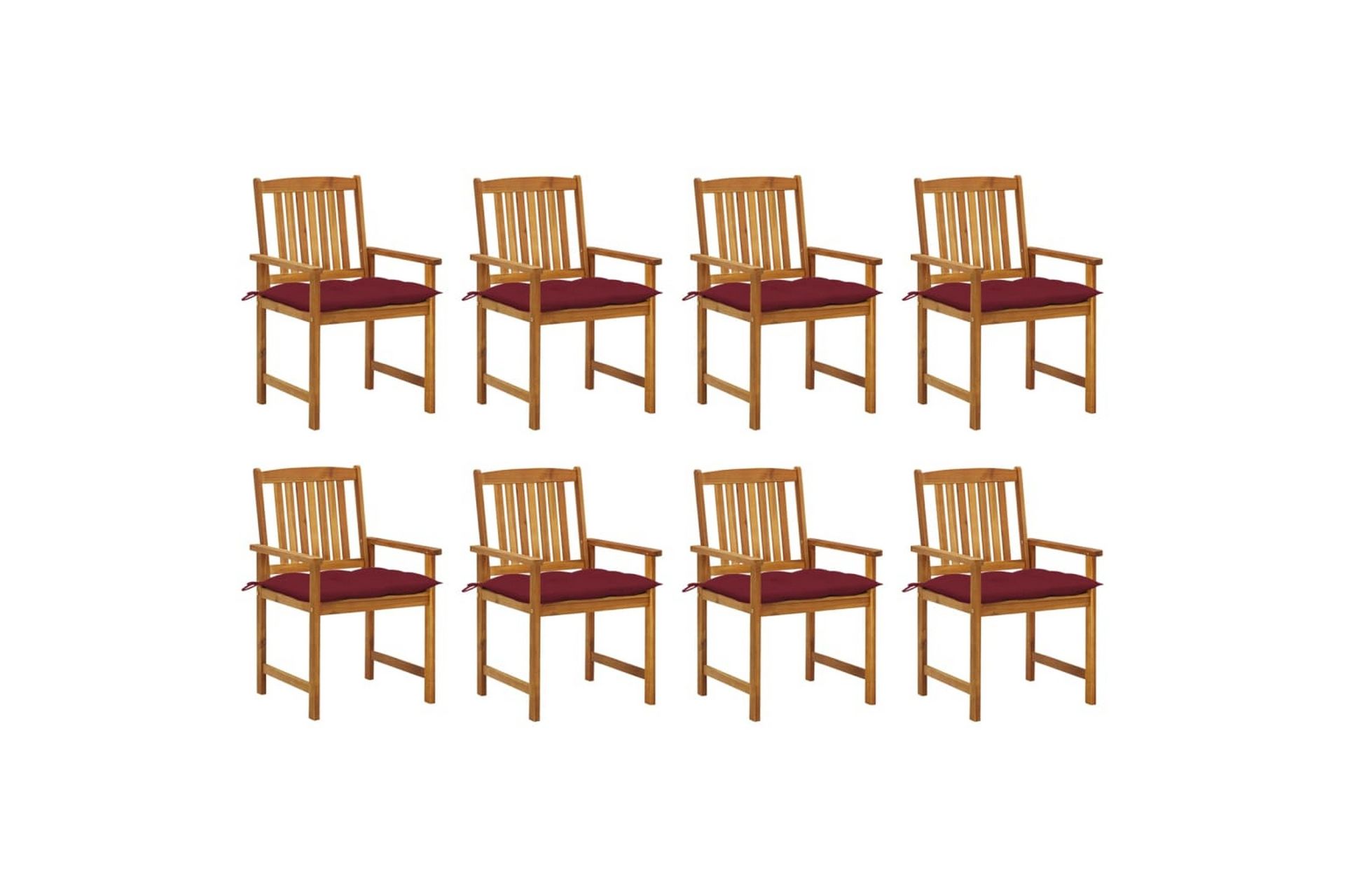 havestole med hynder 8 stk. massivt akacietræ - Brun - Havemøbler - Balkon - Balkonmøbler - Altanstole