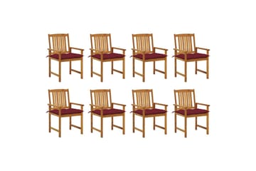 havestole med hynder 8 stk. massivt akacietræ - Brun - Havemøbler - Balkon - Balkonmøbler - Altanstole