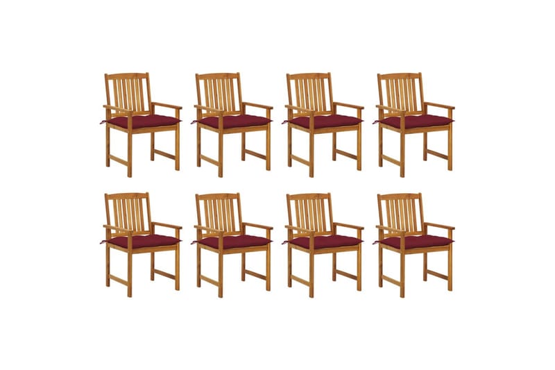 havestole med hynder 8 stk. massivt akacietræ - Brun - Havemøbler - Balkon - Balkonmøbler - Altanstole