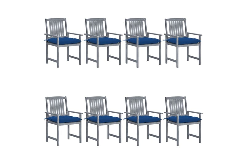 havestole med hynder 8 stk. massivt akacietræ grå - Grå - Spisebordsstole udendørs - Altanstole