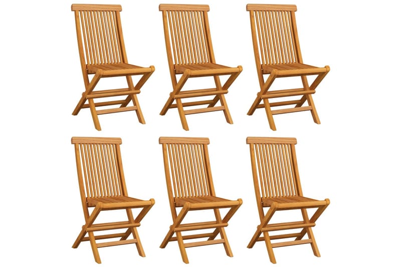 Havestole Med Lyseblå Hynder 6 Stk. massivt teaktræ - Blå - Havemøbler - Balkon - Balkonmøbler - Altanstole
