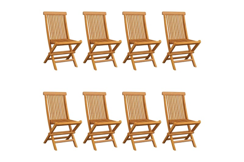 havestole med sorte hynder 8 stk. massivt teaktræ - Brun - Havemøbler - Balkon - Balkonmøbler - Altanstole