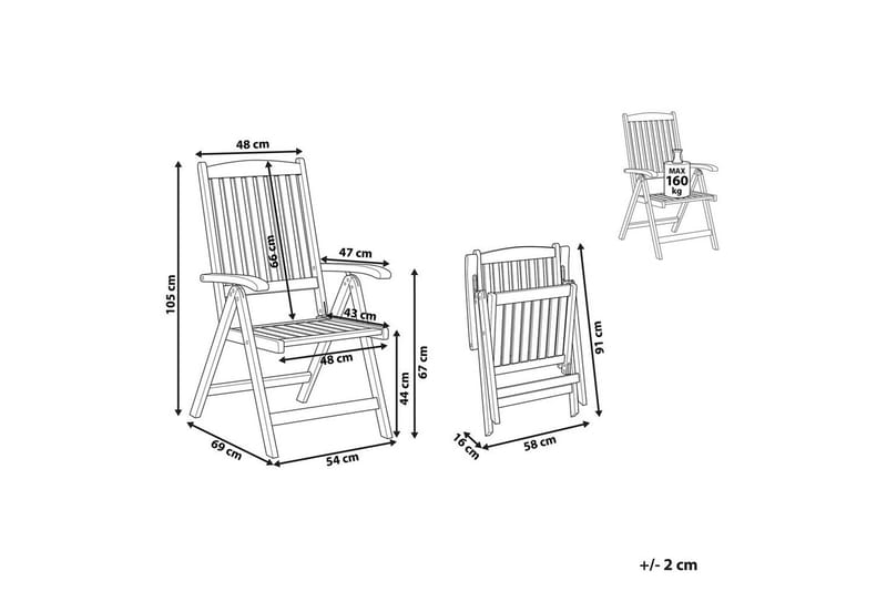 Hopfällbar möbeluppsättning Beliani Amantea Dark wood - Havemøbler - Balkon - Balkonmøbler - Altanstole