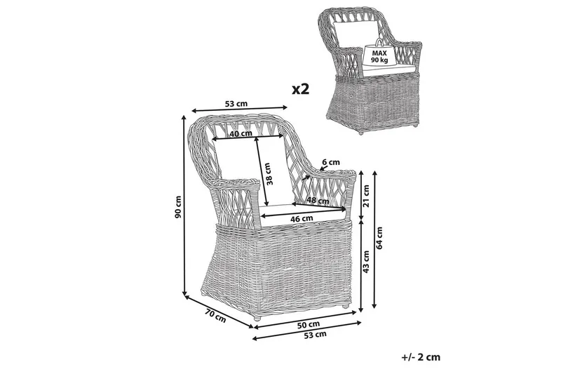 Lænestol sæt á 2 Maros II - Havemøbler - Balkon - Balkonmøbler - Altanstole