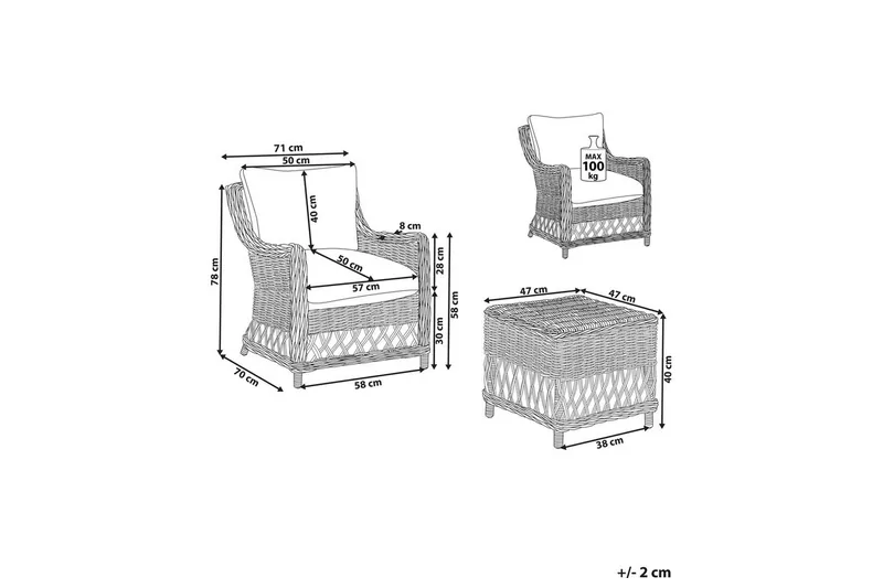 Lænestol sæt med 2 Ribolla - Havemøbler - Balkon - Balkonmøbler - Altanstole