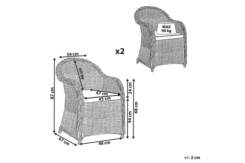 Lænestol sæt med 2 Susua - Havemøbler - Balkon - Balkonmøbler - Altanstole