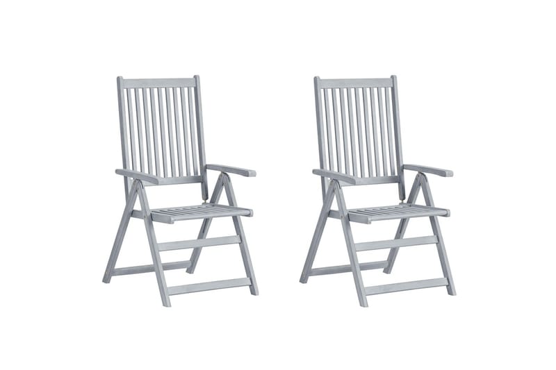 lænestole til haven 2 stk. med hynder massivt akacietræ - Grå - Spisebordsstole udendørs - Altanstole