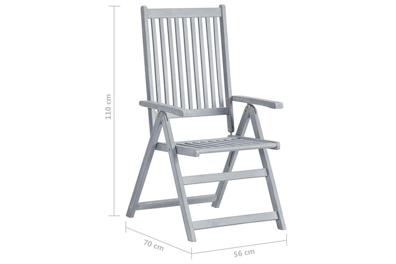lænestole til haven 3 stk. med hynder massivt akacietræ - Grå - Spisebordsstole udendørs - Altanstole