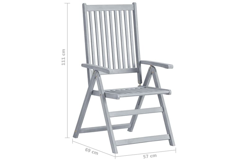 lænestole til haven 4 stk. med hynder massivt akacietræ - Grå - Spisebordsstole udendørs - Altanstole