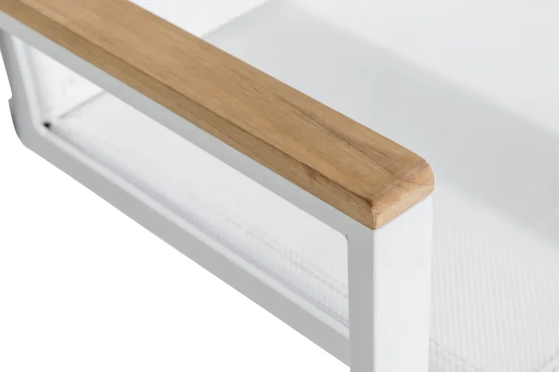 Las Vegas Stabelstol Udendørs - Hvid/Teak - Havemøbler - Balkon - Balkonmøbler - Altanstole