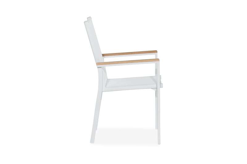 Las Vegas Stabelstol Udendørs - Hvid/Teak - Havemøbler - Balkon - Balkonmøbler - Altanstole