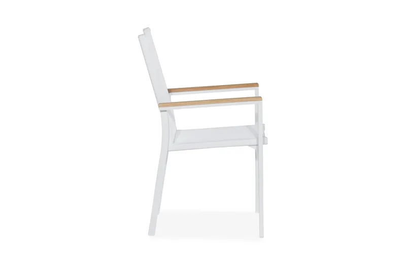 Las Vegas Stabelstol Udendørs - Hvid/Teak - Havemøbler - Balkon - Balkonmøbler - Altanstole