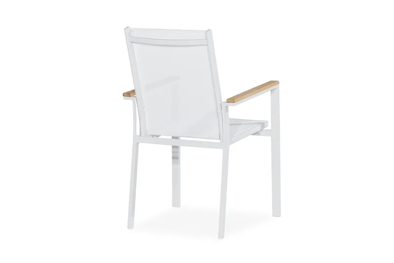 Las Vegas Stabelstol Udendørs - Hvid/Teak - Havemøbler - Balkon - Balkonmøbler - Altanstole
