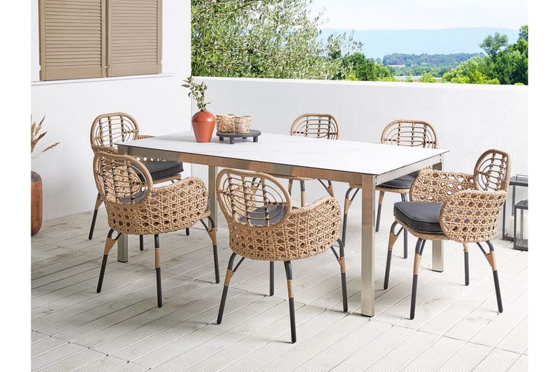 Leamington Armstol 6 stk - Natur/Beige/Grå/Sort - Havemøbler - Balkon - Balkonmøbler - Altanstole