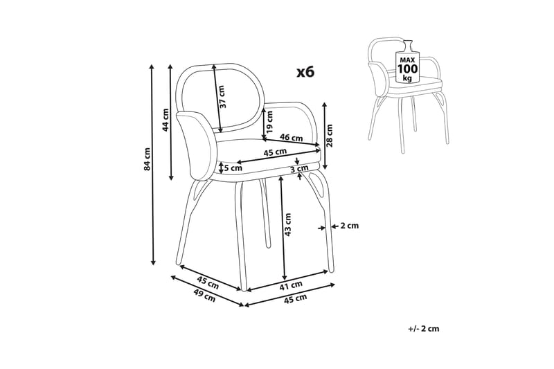 Leamington Armstol 6 stk - Natur/Beige/Grå/Sort - Havemøbler - Balkon - Balkonmøbler - Altanstole