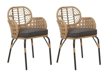 Leamington Armstol - Natur/Beige/Grå/Sort - Havemøbler - Balkon - Balkonmøbler - Altanstole