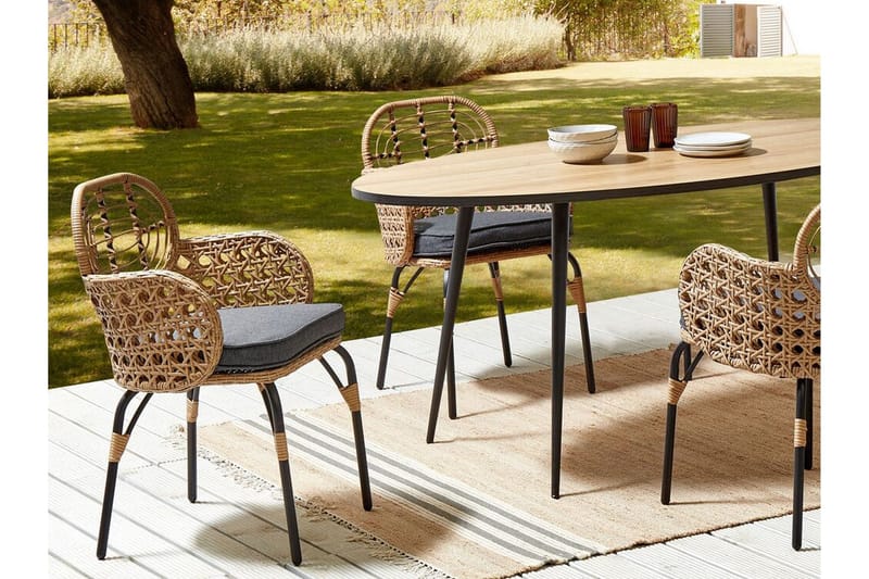 Leamington Armstol - Natur/Beige/Grå/Sort - Havemøbler - Balkon - Balkonmøbler - Altanstole