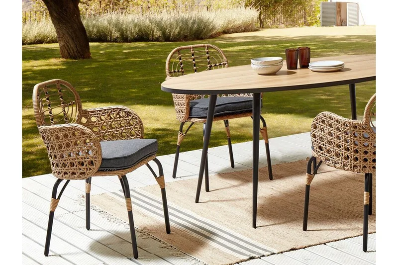 Leamington Armstol - Natur/Beige/Grå/Sort - Havemøbler - Balkon - Balkonmøbler - Altanstole