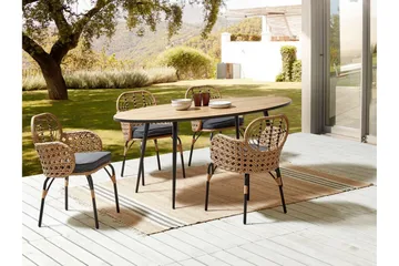 Leamington Armstol - Natur/Beige/Grå/Sort - Havemøbler - Balkon - Balkonmøbler - Altanstole
