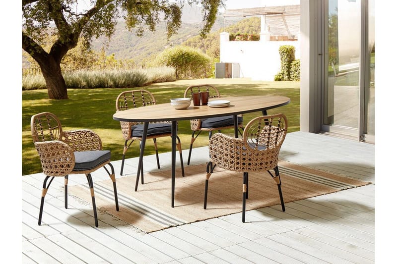 Leamington Armstol - Natur/Beige/Grå/Sort - Havemøbler - Balkon - Balkonmøbler - Altanstole