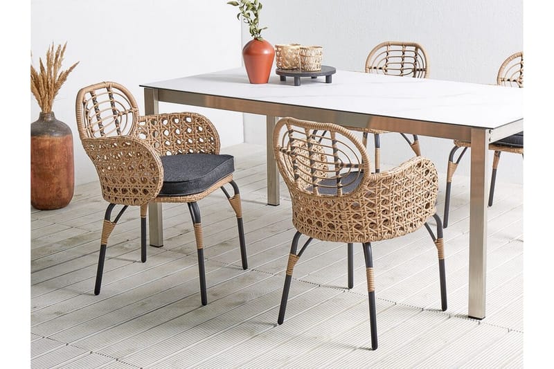 Leamington Armstol - Natur/Beige/Grå/Sort - Havemøbler - Balkon - Balkonmøbler - Altanstole