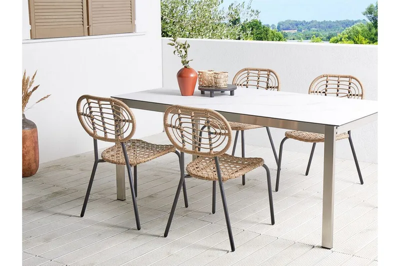 Leamington Spisestol Udendørs - Natur/Beige/Sort - Havemøbler - Balkon - Balkonmøbler - Altanstole