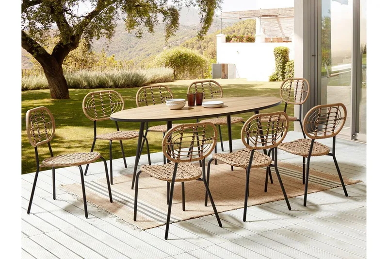 Leamington Spisestol Udendørs - Natur/Beige/Sort - Havemøbler - Balkon - Balkonmøbler - Altanstole