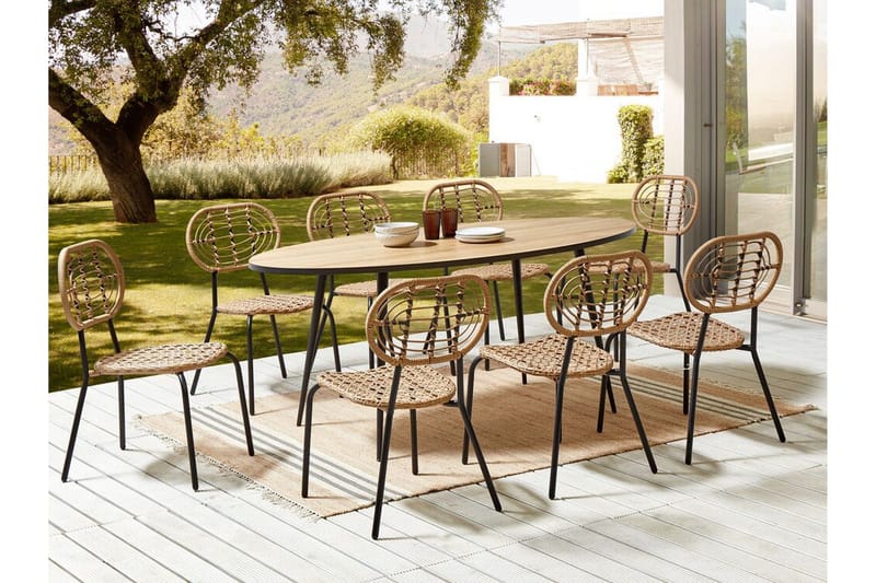 Leamington Spisestol Udendørs - Natur/Beige/Sort - Havemøbler - Balkon - Balkonmøbler - Altanstole