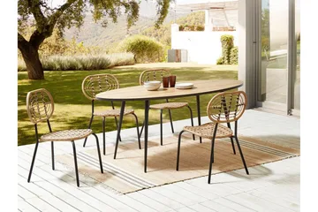 Leamington Spisestol Udendørs - Natur/Beige/Sort - Havemøbler - Balkon - Balkonmøbler - Altanstole