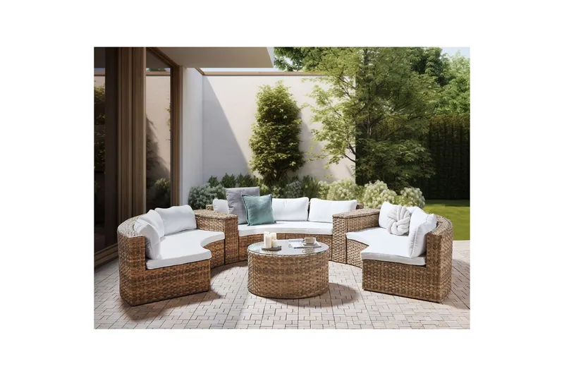 Loungegrupp Beliani Severo Beige/vit Brown||White - Have - Udendørs miljø - Altan & terrasse - Altanmøbler