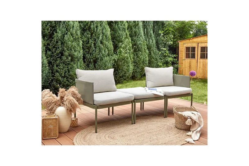 Loungegrupp Beliani Terracina Grå Green||White - Havemøbler - Balkon - Balkonmøbler - Altansæt