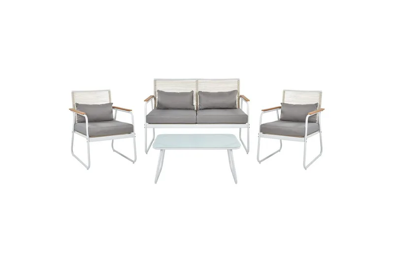 Loungegrupp Beliani Pomonte Svart/Grå White||Grey, undefined